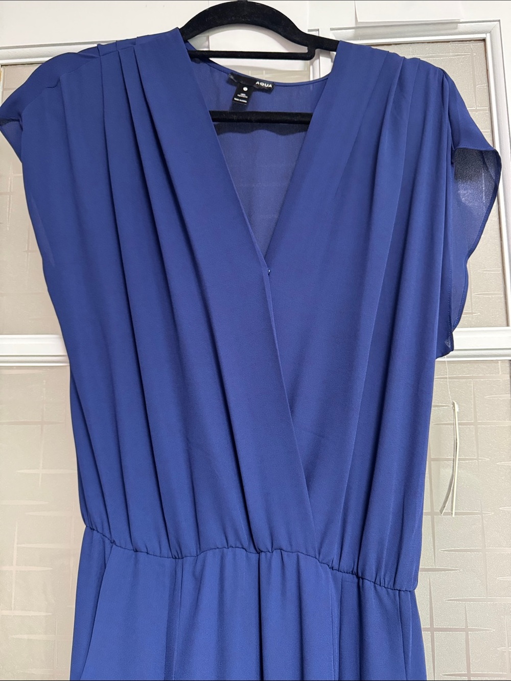 Aqua Deep Navy V-Neck Short Sleeve Jumpsuit - Picture 3 of 9